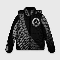 Куртка зимняя для мальчика Mercedes tire tracks, цвет: 3D-черный