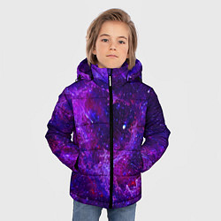 Куртка зимняя для мальчика Неоновый космос и звезды, цвет: 3D-красный — фото 2