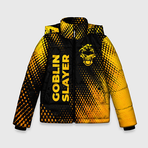 Зимняя куртка для мальчика Goblin Slayer - gold gradient: надпись, символ / 3D-Черный – фото 1