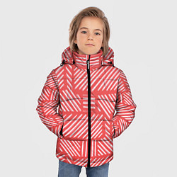Куртка зимняя для мальчика Прямоугольник в полоску, цвет: 3D-светло-серый — фото 2