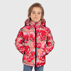 Куртка зимняя для мальчика Красные маки - паттерн, цвет: 3D-красный — фото 2