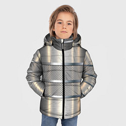 Куртка зимняя для мальчика Металлические полосы - текстура алюминия, цвет: 3D-черный — фото 2