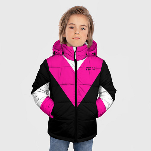 Зимняя куртка для мальчика FIRM черный с розовой вставкой / 3D-Красный – фото 3