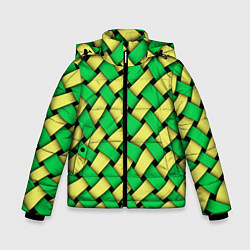 Куртка зимняя для мальчика Жёлто-зелёная плетёнка - оптическая иллюзия, цвет: 3D-черный