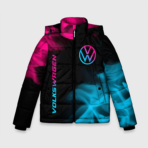 Зимняя куртка для мальчика Volkswagen - neon gradient: надпись, символ / 3D-Черный – фото 1