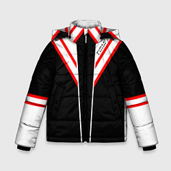 Куртка зимняя для мальчика FIRM черная с белым углом, цвет: 3D-светло-серый
