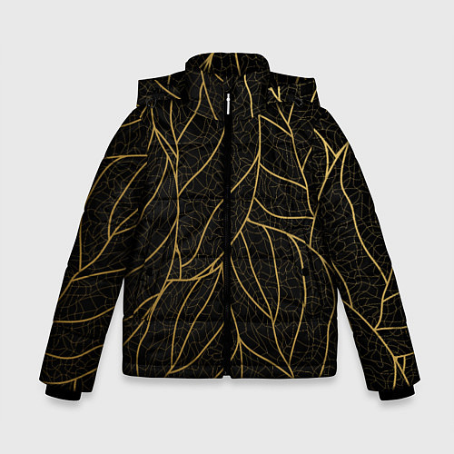 Зимняя куртка для мальчика Золотые листья градиент / 3D-Черный – фото 1