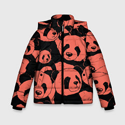 Куртка зимняя для мальчика С красными пандами, цвет: 3D-черный