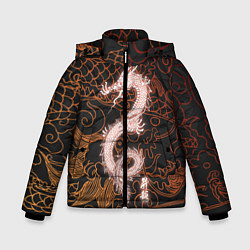 Куртка зимняя для мальчика Японский неоновый дракон, цвет: 3D-черный
