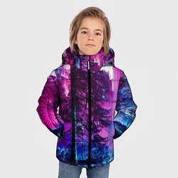 Куртка зимняя для мальчика Сиреневый лес - глитч, цвет: 3D-светло-серый — фото 2