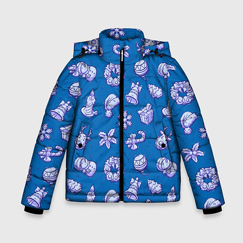 Зимняя куртка для мальчика Новогоднее настроение: cиний / 3D-Черный – фото 1