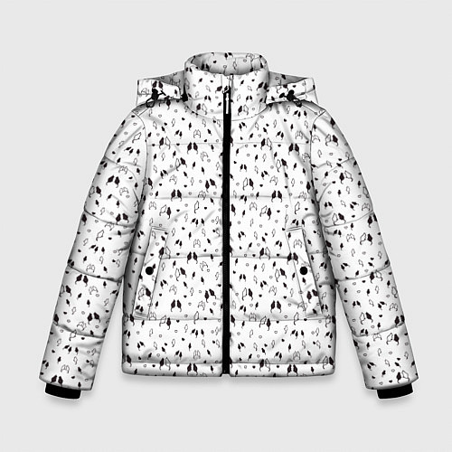 Зимняя куртка для мальчика Кошки черно-белый паттерн / 3D-Черный – фото 1