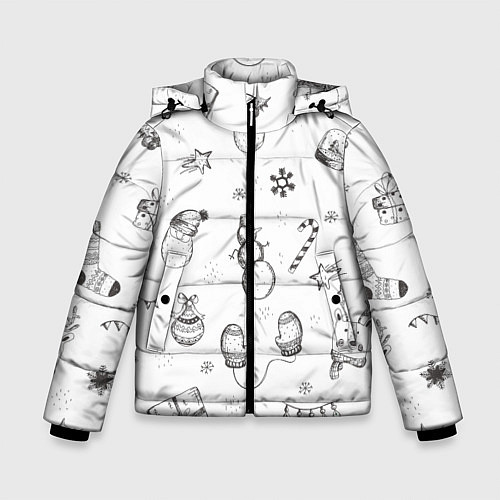 Зимняя куртка для мальчика Новогодний настрой / 3D-Черный – фото 1