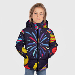Куртка зимняя для мальчика Новогодний фейерверк, цвет: 3D-черный — фото 2