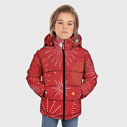 Куртка зимняя для мальчика Горящие снежинки, цвет: 3D-красный — фото 2