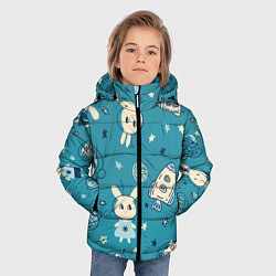 Куртка зимняя для мальчика Зайцы-космонавты, цвет: 3D-светло-серый — фото 2