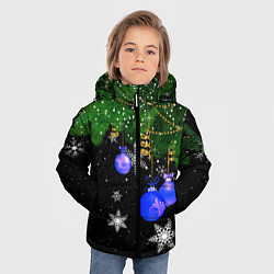 Куртка зимняя для мальчика Новогодние шарики, цвет: 3D-черный — фото 2