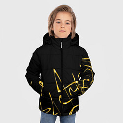 Куртка зимняя для мальчика Золотая каллиграфия на черном фоне, цвет: 3D-черный — фото 2