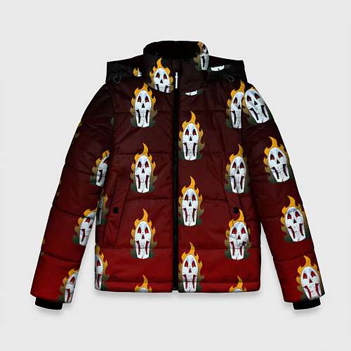 Зимняя куртка для мальчика Горящие черепушки / 3D-Красный – фото 1