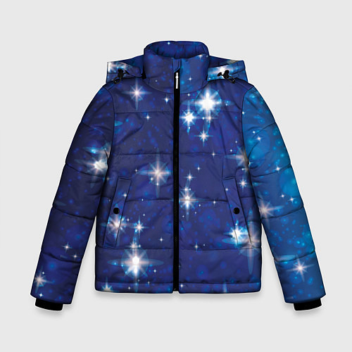 Зимняя куртка для мальчика Сияющие и блестящие звезды в ночном небе / 3D-Светло-серый – фото 1