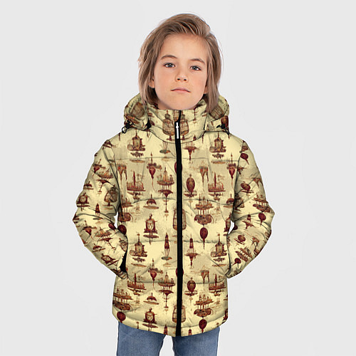 Зимняя куртка для мальчика Воздушные шары и дирижабли / 3D-Светло-серый – фото 3