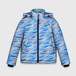 Куртка зимняя для мальчика Плывущие девушки на голубом фоне, цвет: 3D-красный