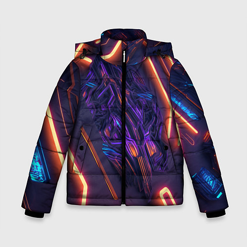 Зимняя куртка для мальчика Разнообразные неоновые линии / 3D-Черный – фото 1