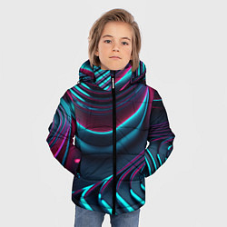 Куртка зимняя для мальчика Закругление неоновых линий, цвет: 3D-светло-серый — фото 2