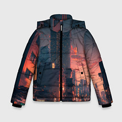 Куртка зимняя для мальчика Киото на закате, цвет: 3D-черный