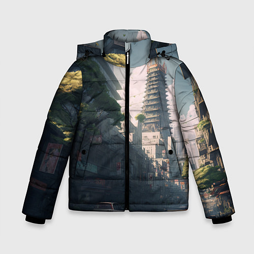 Зимняя куртка для мальчика Пустынная улица Токио / 3D-Черный – фото 1