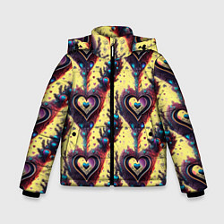 Куртка зимняя для мальчика Паттерн яркие сердца, цвет: 3D-черный