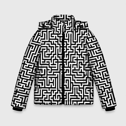 Зимняя куртка для мальчика Черно-белый лабиринт / 3D-Черный – фото 1