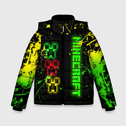 Куртка зимняя для мальчика Minecraft - неоновые логотипы, цвет: 3D-красный