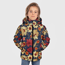 Куртка зимняя для мальчика Эффект цветочной вышивки, цвет: 3D-черный — фото 2
