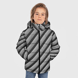 Куртка зимняя для мальчика Полоса объемная, цвет: 3D-светло-серый — фото 2