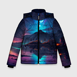 Куртка зимняя для мальчика Ночное небо, пейзаж, цвет: 3D-черный
