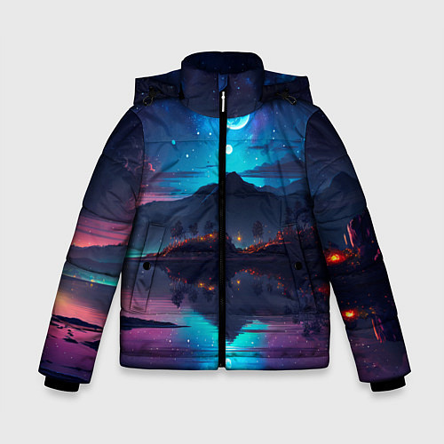Зимняя куртка для мальчика Ночное небо, пейзаж / 3D-Черный – фото 1