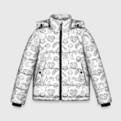 Куртка зимняя для мальчика Дудлы с темой любви и космоса, цвет: 3D-черный