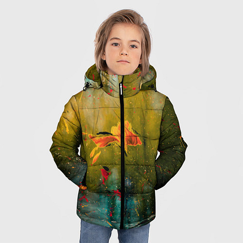 Зимняя куртка для мальчика Весенне-осенний жёлтый туман и краски / 3D-Красный – фото 3