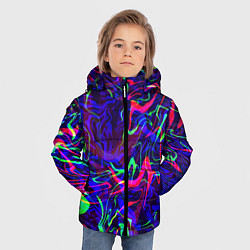 Куртка зимняя для мальчика Неон: яркие линии, цвет: 3D-черный — фото 2