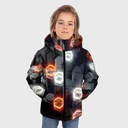 Куртка зимняя для мальчика Плитки со свечением броня, цвет: 3D-светло-серый — фото 2