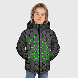 Куртка зимняя для мальчика Абстрактыные соты, цвет: 3D-красный — фото 2