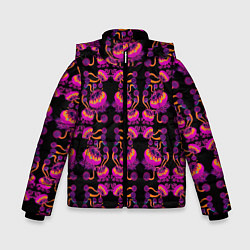 Куртка зимняя для мальчика Инопланетные цветы, цвет: 3D-черный