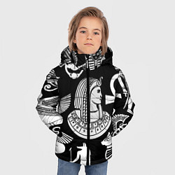 Куртка зимняя для мальчика Египетские знаки на черном фоне, цвет: 3D-красный — фото 2
