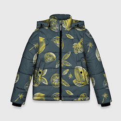 Зимняя куртка для мальчика Лимоны в карандаше на сером фоне