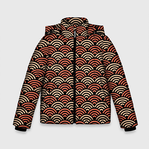 Зимняя куртка для мальчика Японский оранжевый паттерн / 3D-Черный – фото 1