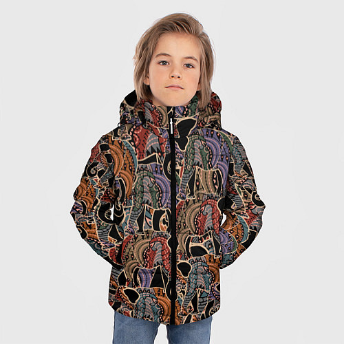 Зимняя куртка для мальчика Камуфляж из слона / 3D-Красный – фото 3