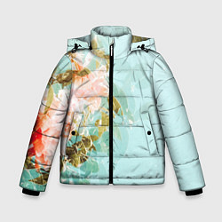 Куртка зимняя для мальчика Светло-синий цветочный паттерн, цвет: 3D-черный