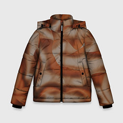Куртка зимняя для мальчика Тёмно-золотистые абстрактные волны, цвет: 3D-красный