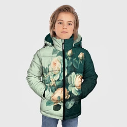 Куртка зимняя для мальчика Розы на зеленом фоне, цвет: 3D-черный — фото 2
